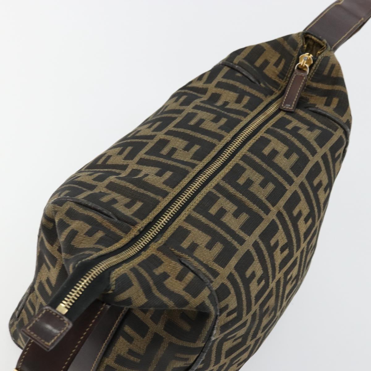 FENDI Zucca Canvas Vanity Hand Bag Black Brown Auth ep14493
