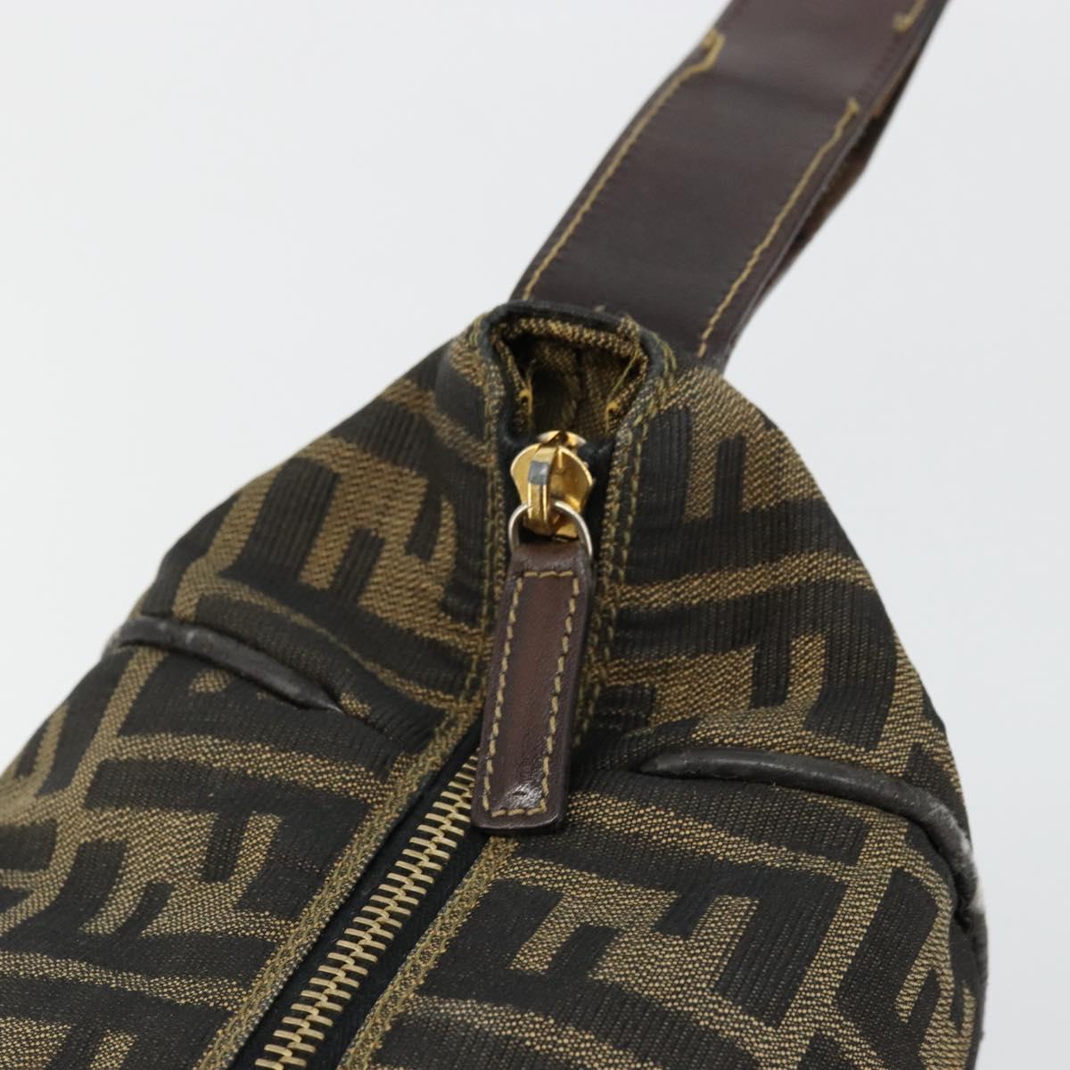 FENDI Zucca Canvas Vanity Hand Bag Black Brown Auth ep14493