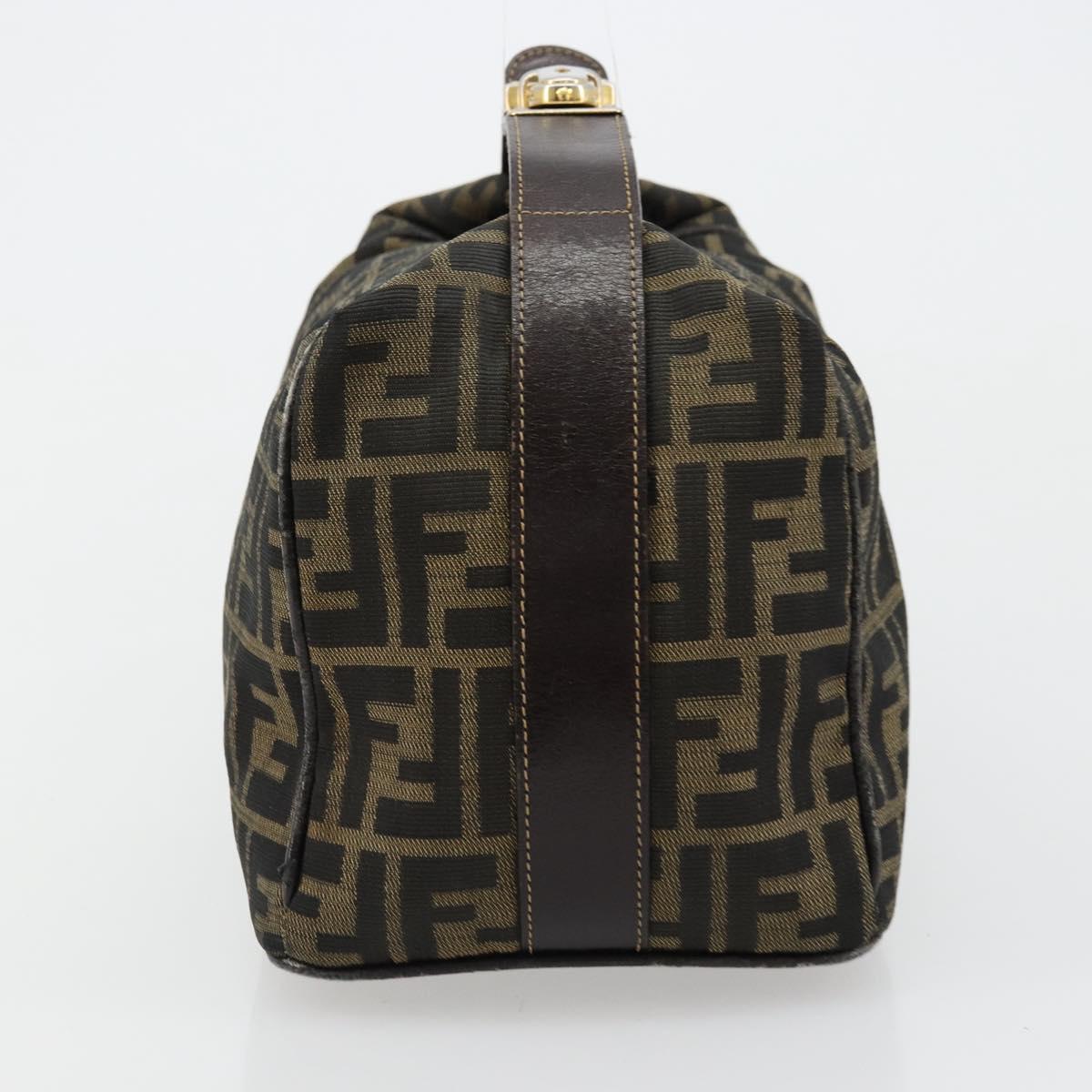 FENDI Zucca Canvas Vanity Hand Bag Black Brown Auth ep14493