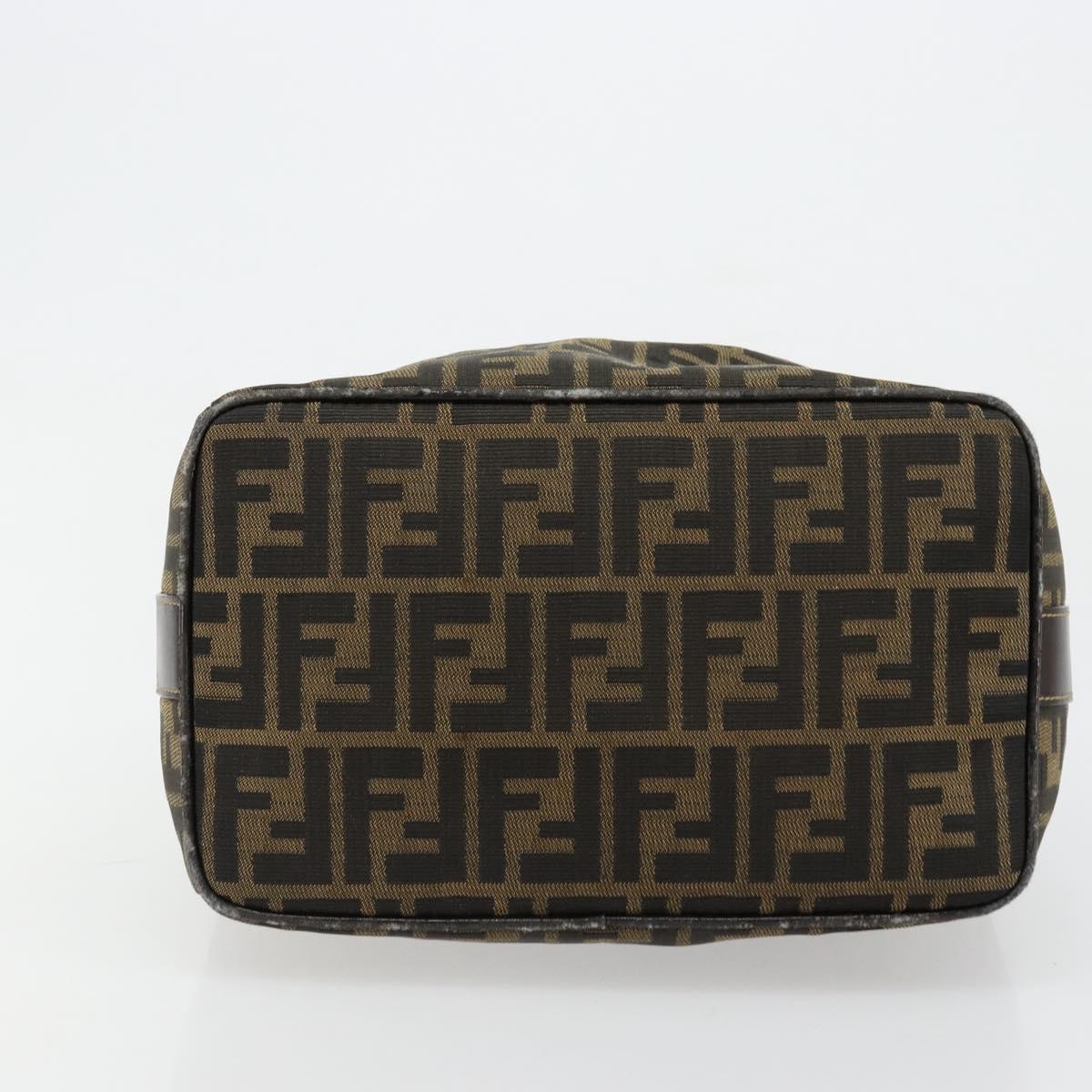 FENDI Zucca Canvas Vanity Hand Bag Black Brown Auth ep14493