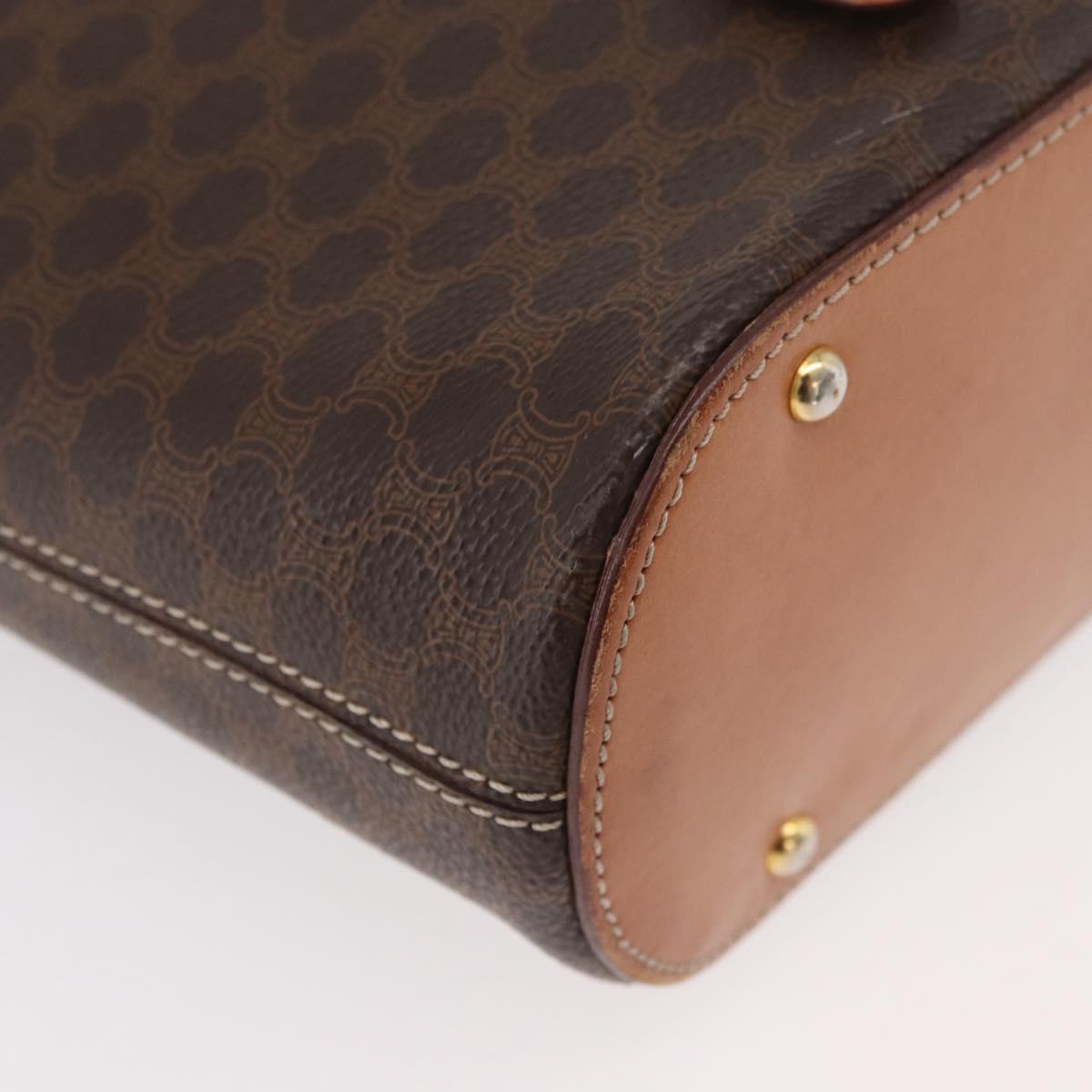 CELINE Macadam Canvas Shoulder Bag PVC Leather Brown Gold Auth ep14494