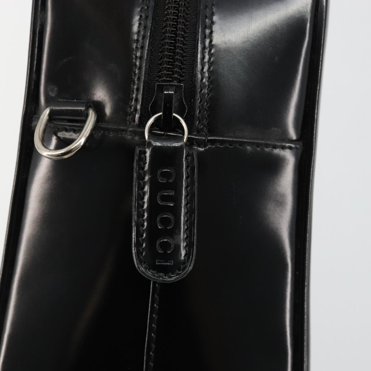GUCCI Soho Hand Bag Patent Leather Black Silver 000 1274 0505 Auth ep14495