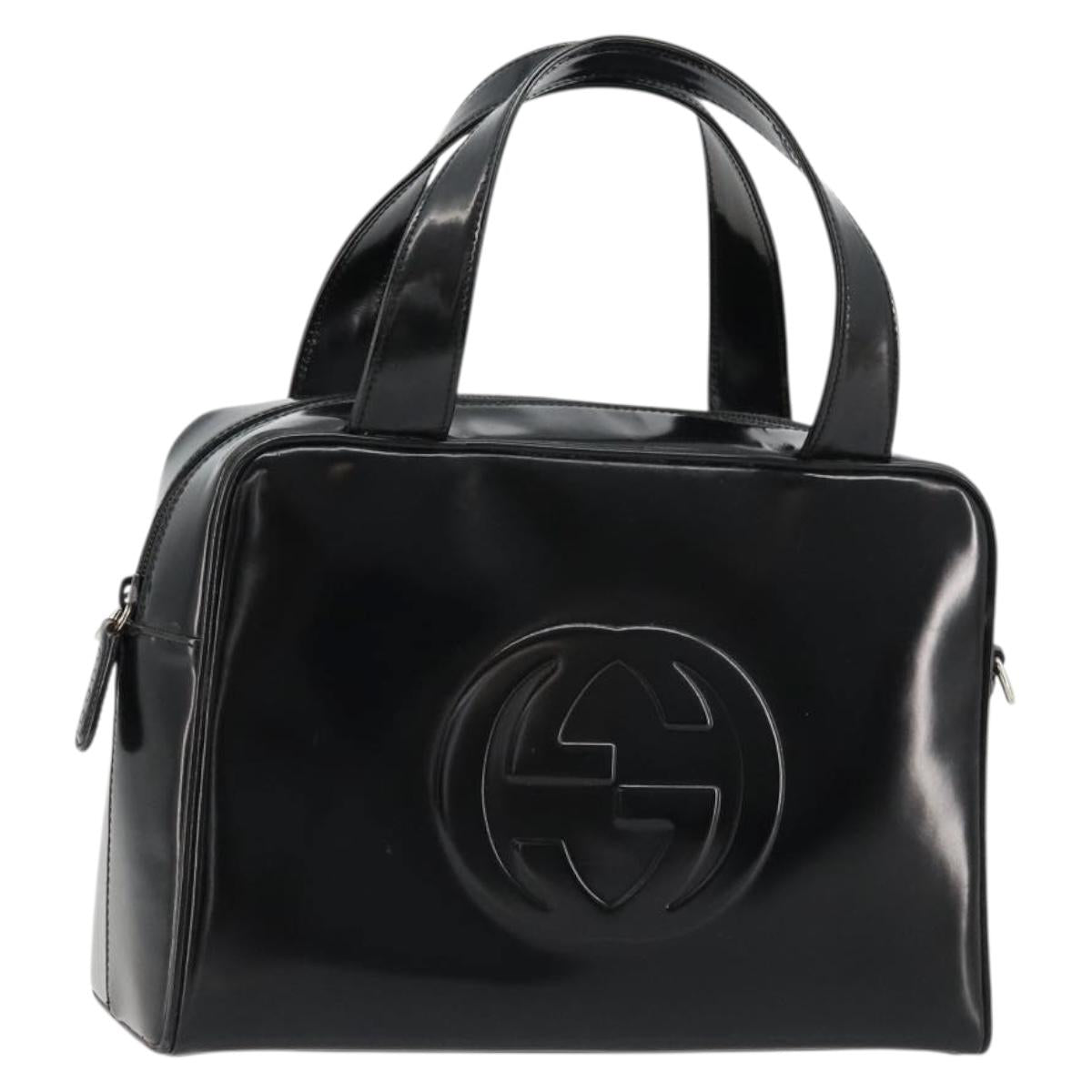 GUCCI Soho Hand Bag Patent Leather Black Silver 000 1274 0505 Auth ep14495