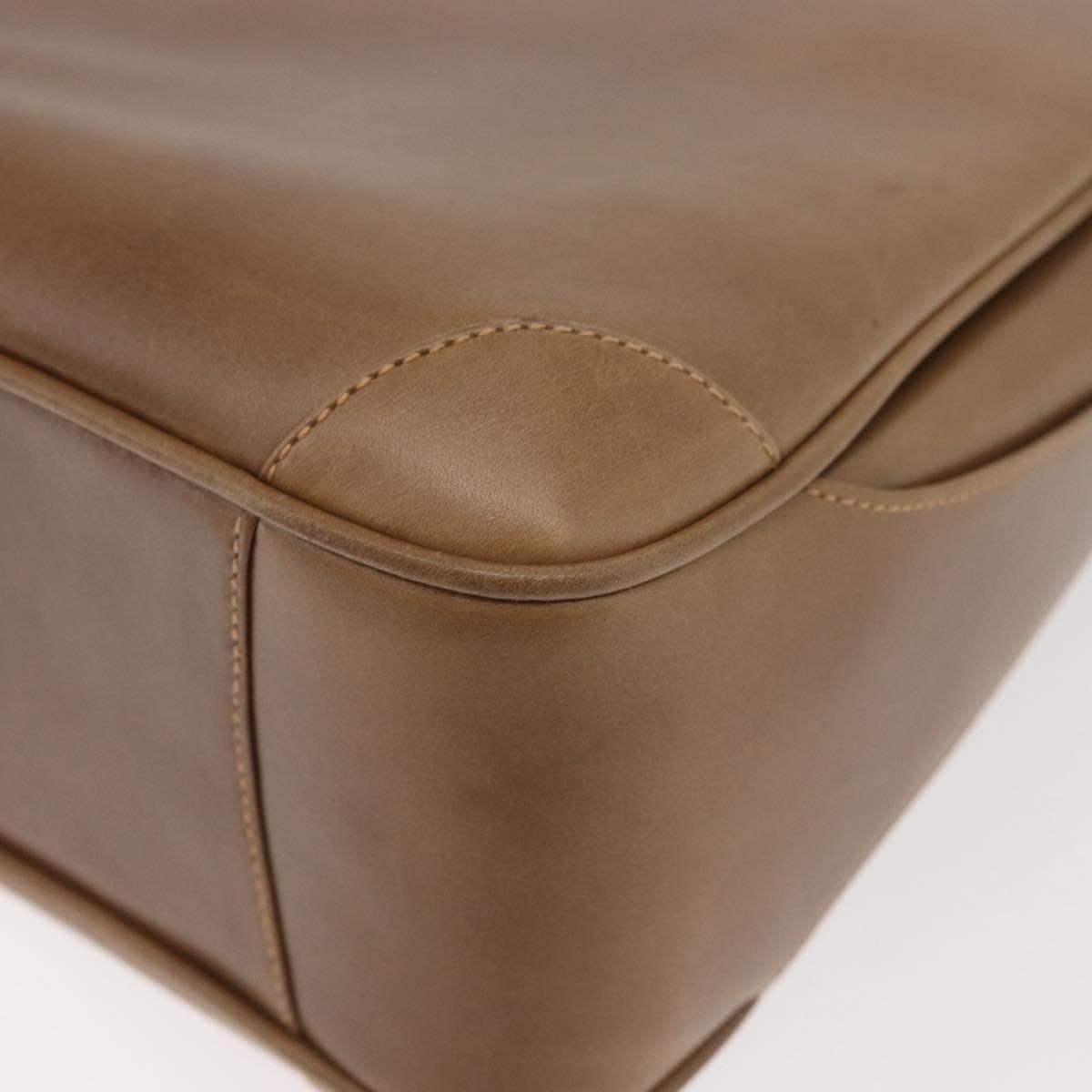GUCCI Shoulder Bag Leather Brown Gold Auth ep14502