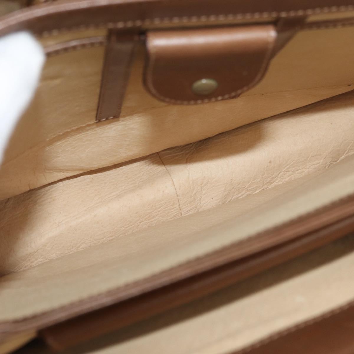 GUCCI Shoulder Bag Leather Brown Gold Auth ep14502