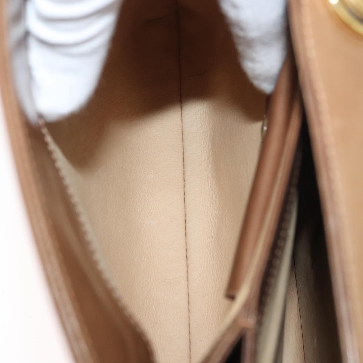 GUCCI Shoulder Bag Leather Brown Gold Auth ep14502