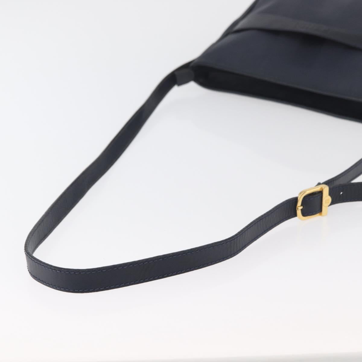 FENDI Pecan Canvas Shoulder Bag PVC Navy Gold Auth ep14503