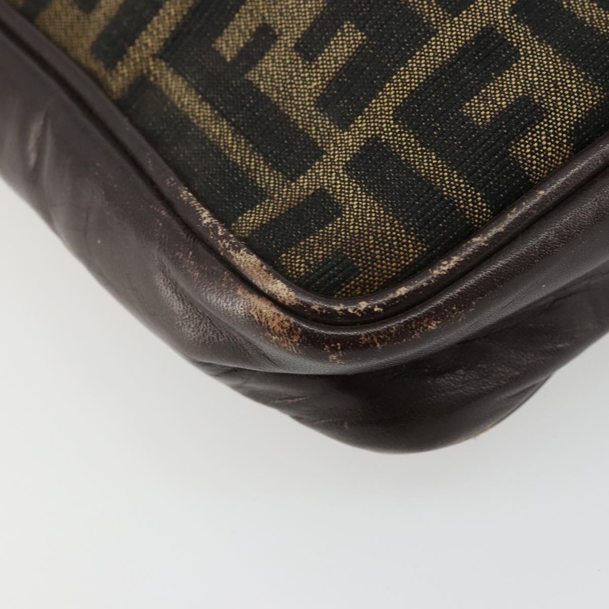 FENDI Zucca Canvas Shoulder Bag Brown Black Auth ep14508
