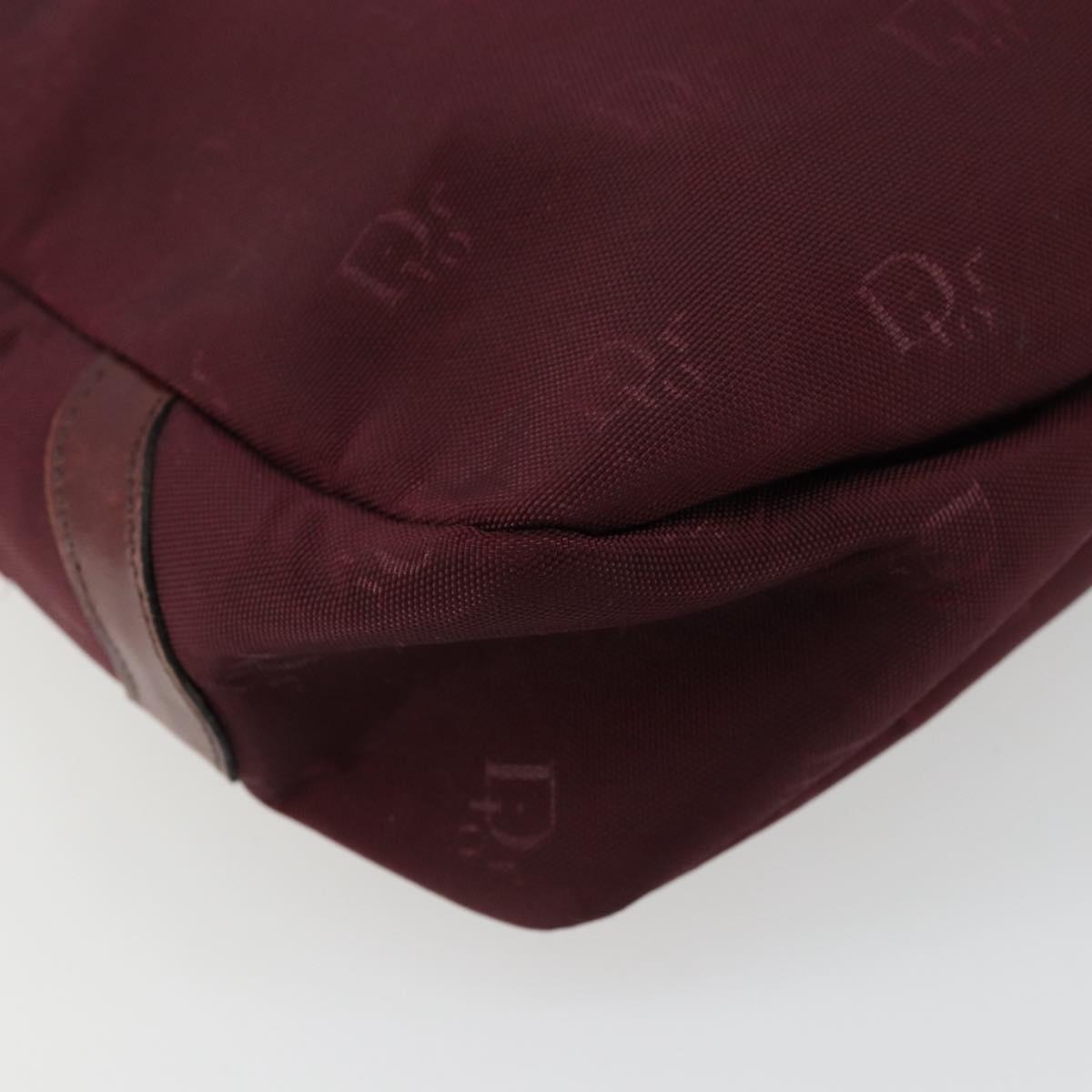 Christian Dior Shoulder Bag Nylon Bordeaux Gold Auth ep14511