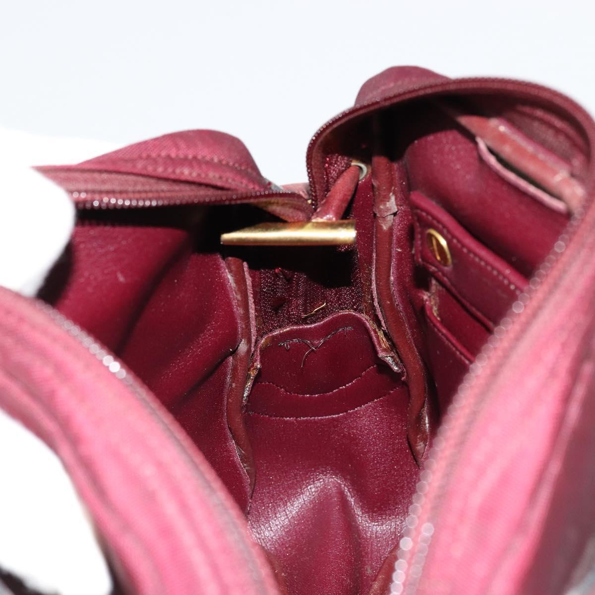 Christian Dior Shoulder Bag Nylon Bordeaux Gold Auth ep14511