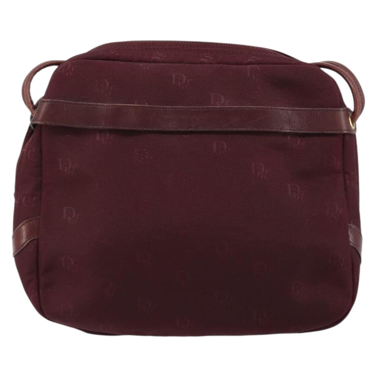 Christian Dior Shoulder Bag Nylon Bordeaux Gold Auth ep14511