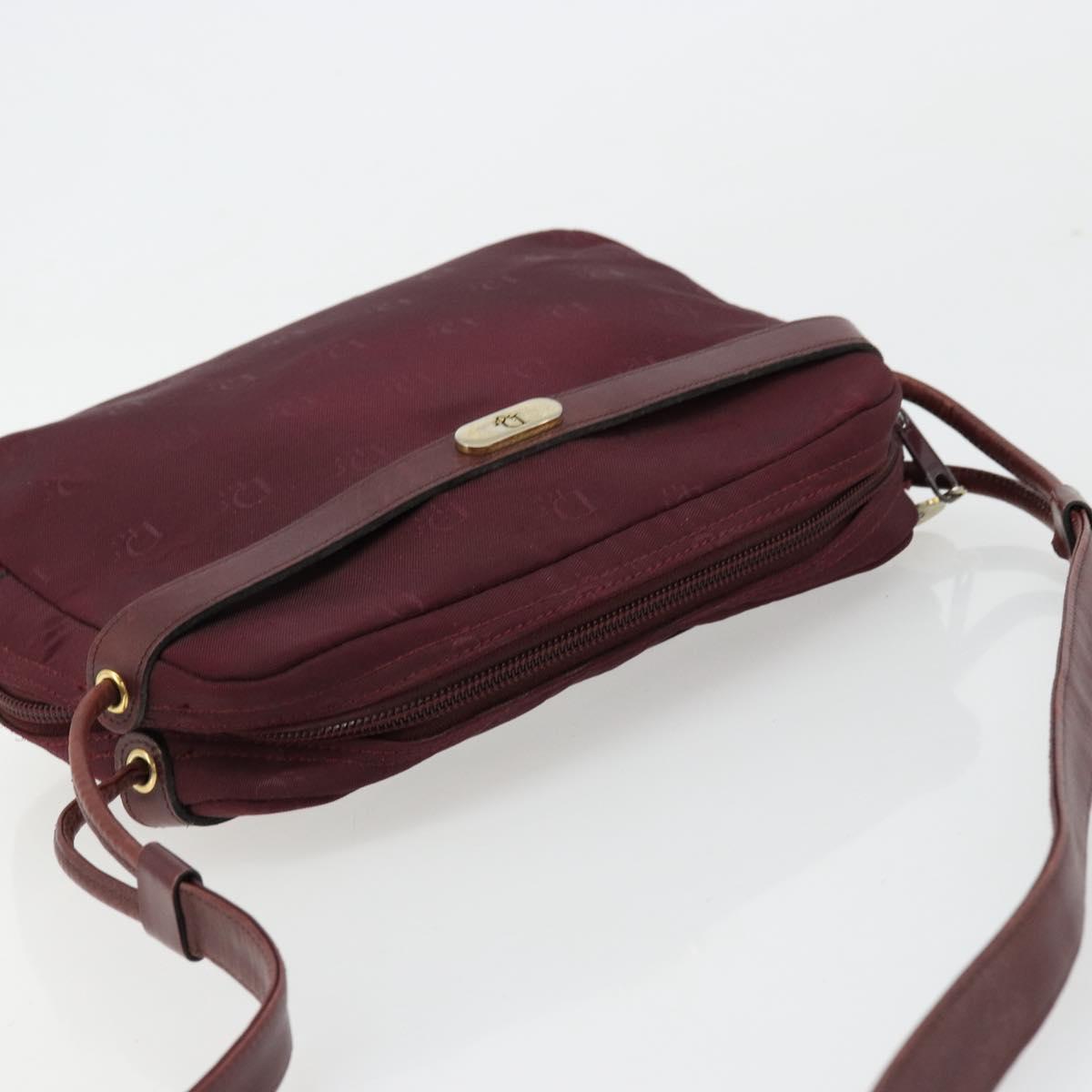 Christian Dior Shoulder Bag Nylon Bordeaux Gold Auth ep14511
