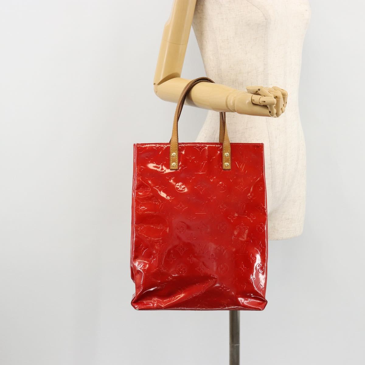 LOUIS VUITTON Monogram Vernis Reade MM Hand Bag Red Rouge M91086 LV Auth ep14516