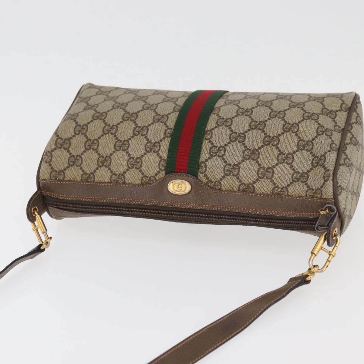 GUCCI GG Supreme Web Sherry Line Bag PVC Beige Gold 89 02 017 Auth ep14520