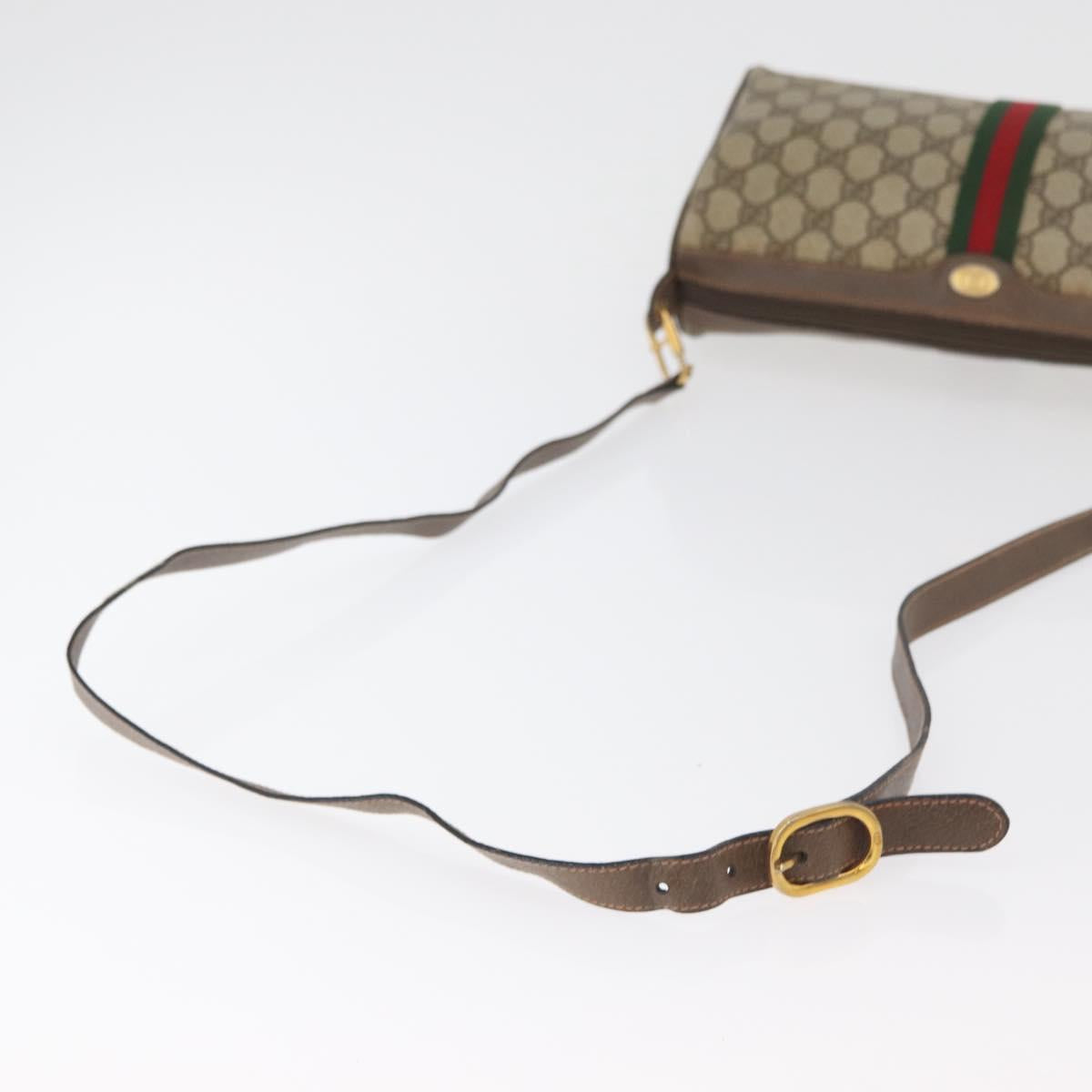 GUCCI GG Supreme Web Sherry Line Bag PVC Beige Gold 89 02 017 Auth ep14520