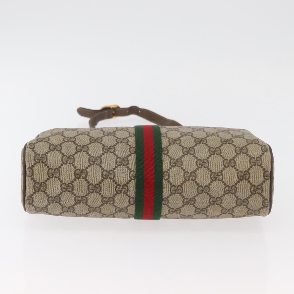 GUCCI GG Supreme Web Sherry Line Bag PVC Beige Gold 89 02 017 Auth ep14520