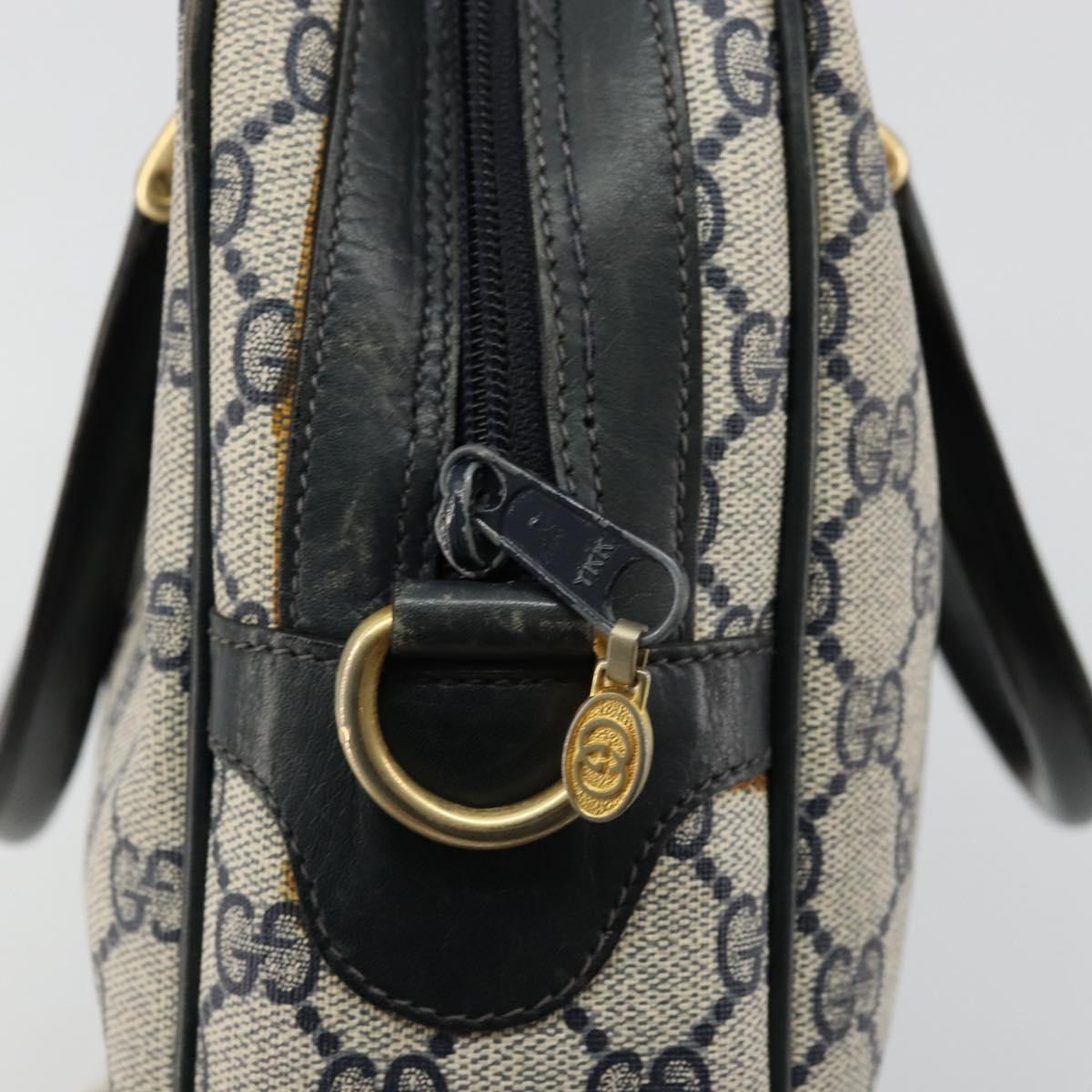 GUCCI GG Supreme Sherry Line Hand Bag PVC Navy Gold 010 378 Auth ep14524