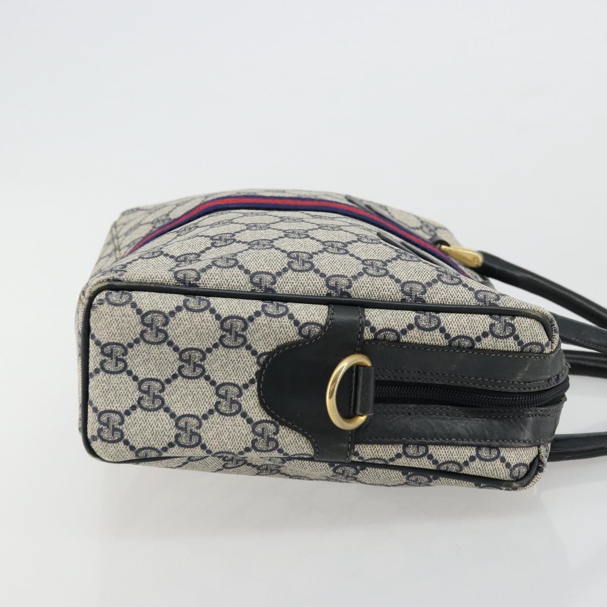 GUCCI GG Supreme Sherry Line Hand Bag PVC Navy Gold 010 378 Auth ep14524