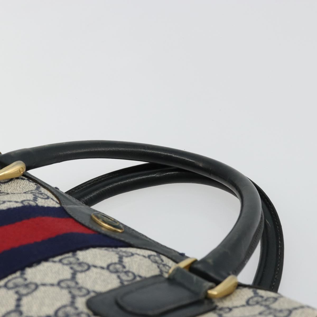 GUCCI GG Supreme Sherry Line Hand Bag PVC Navy Gold 010 378 Auth ep14524