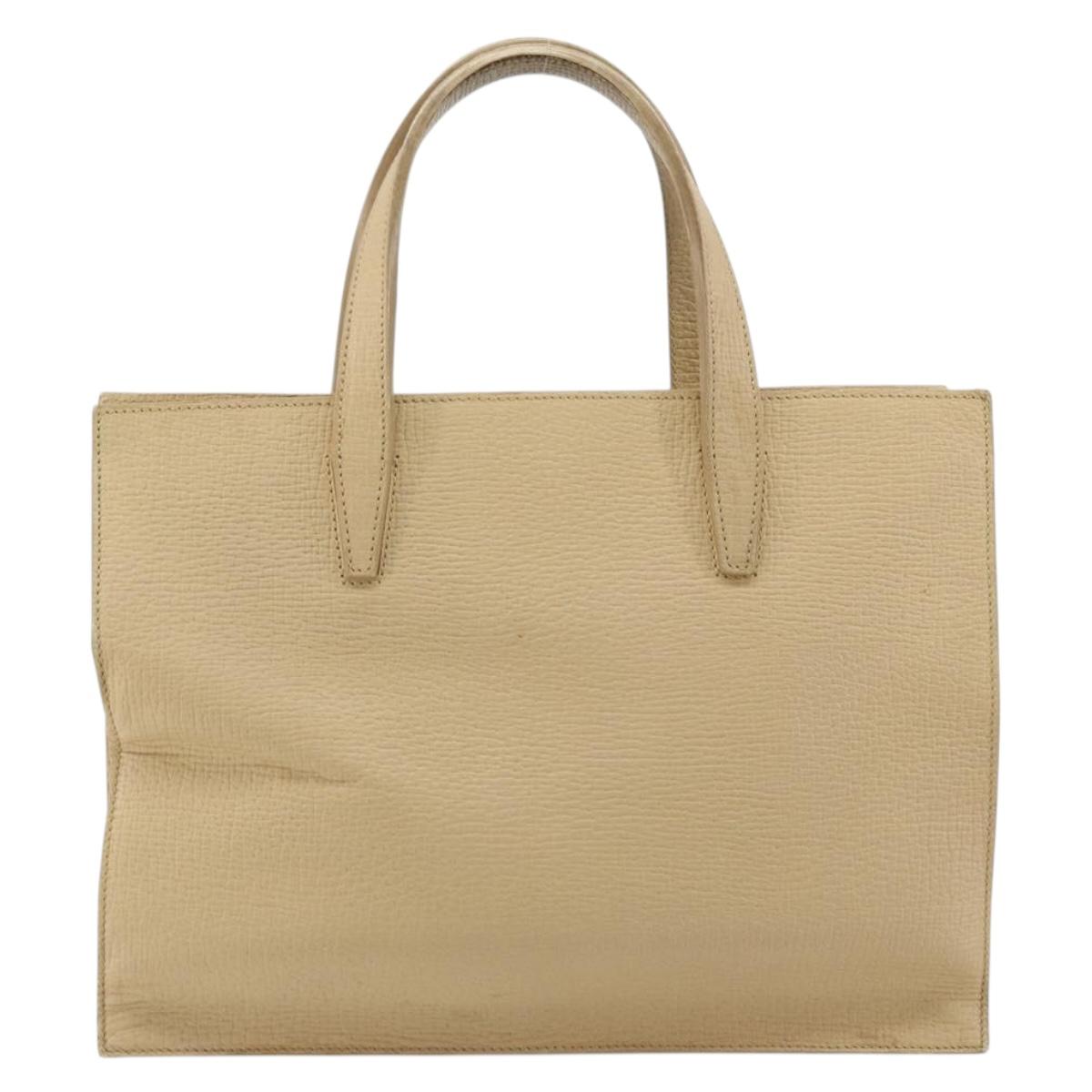 LOEWE Hand Bag Leather Ivory Silver Auth ep14525