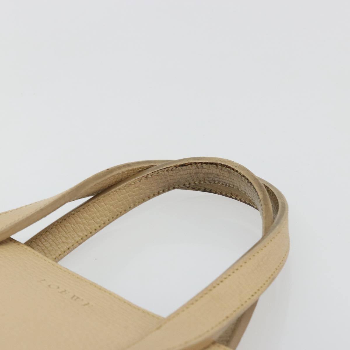 LOEWE Hand Bag Leather Ivory Silver Auth ep14525