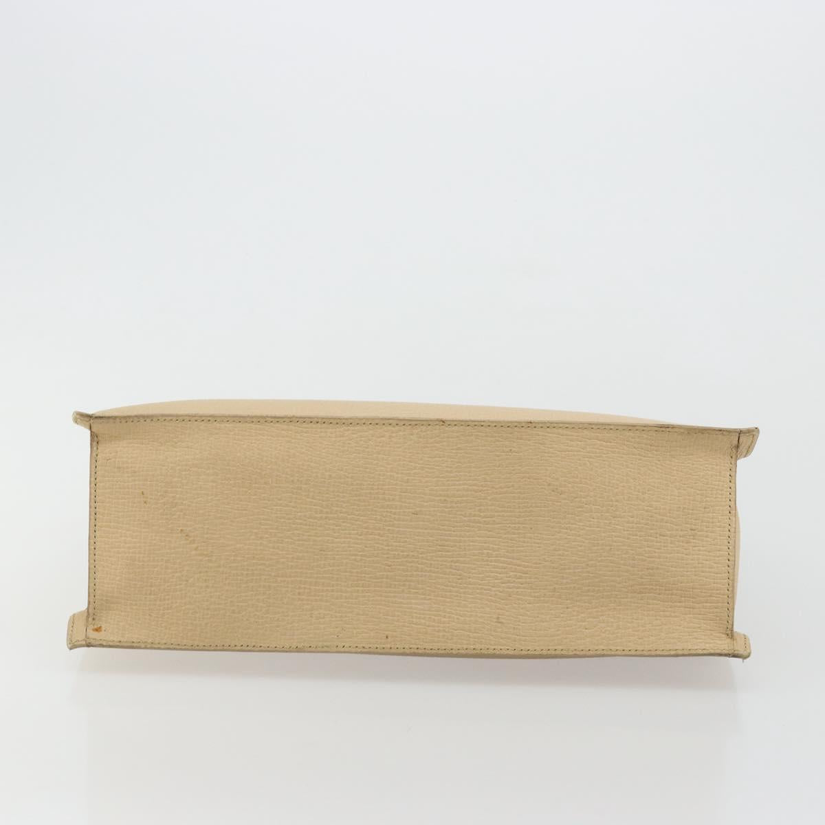 LOEWE Hand Bag Leather Ivory Silver Auth ep14525