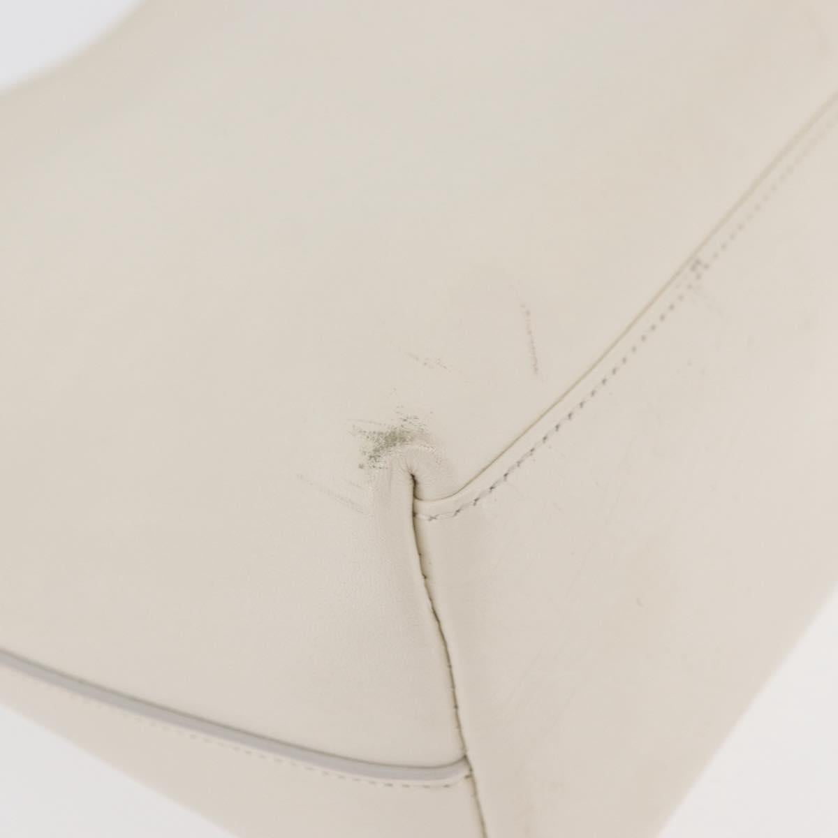 GUCCI Bamboo Hand Bag Leather White Gold 001 1998 1883 Auth ep14526