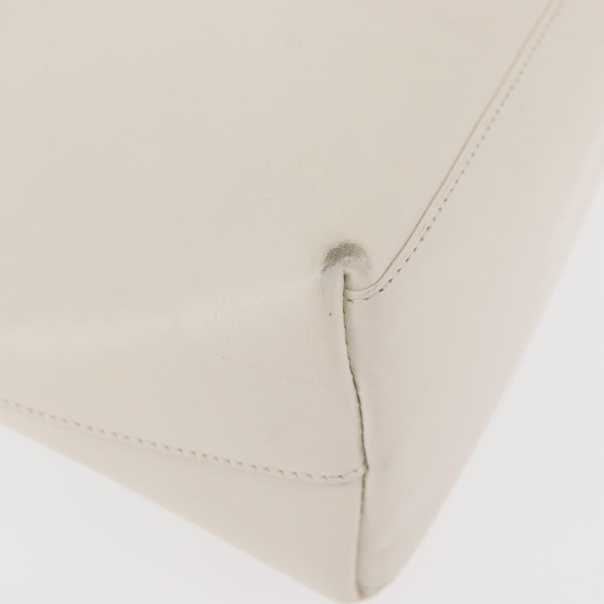 GUCCI Bamboo Hand Bag Leather White Gold 001 1998 1883 Auth ep14526