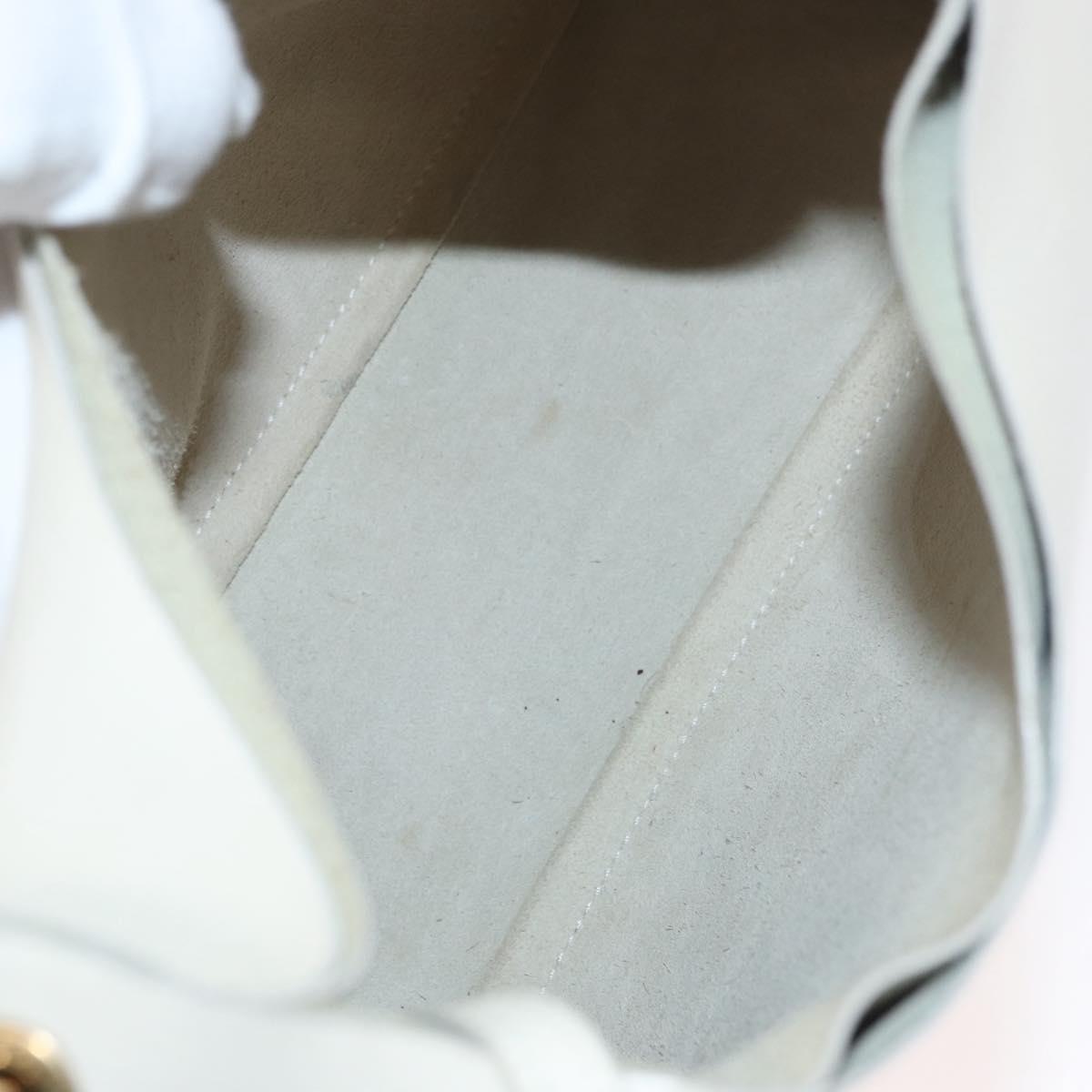 GUCCI Bamboo Hand Bag Leather White Gold 001 1998 1883 Auth ep14526
