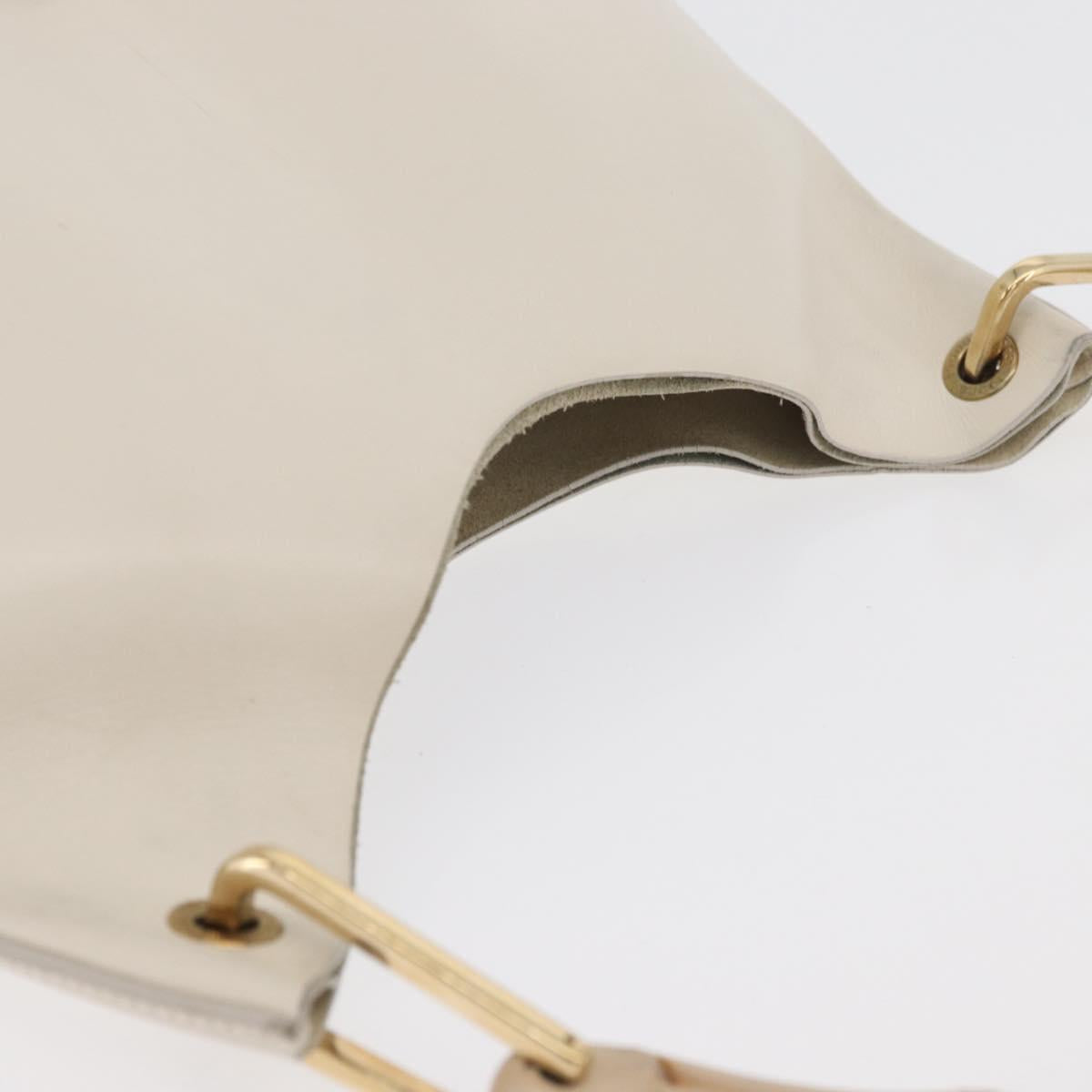 GUCCI Bamboo Hand Bag Leather White Gold 001 1998 1883 Auth ep14526