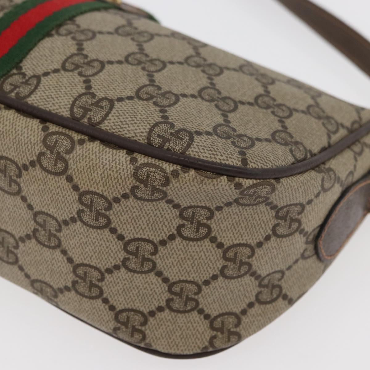 GUCCI GG Supreme Web Sherry Line Bag PVC Beige Gold 89 02 054 Auth ep14529