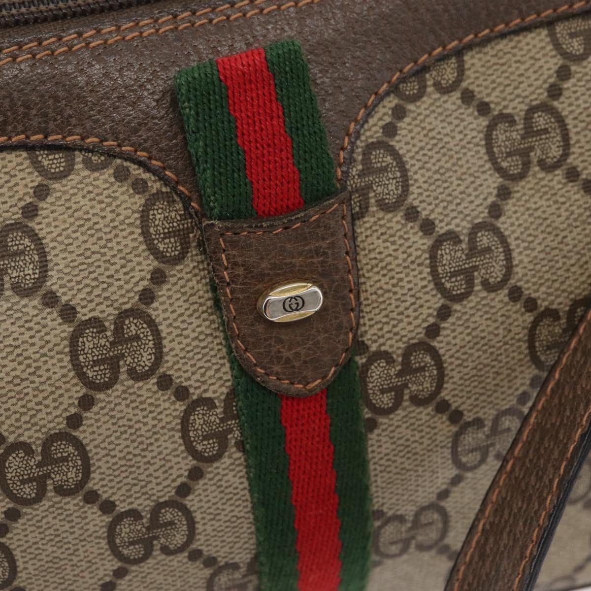 GUCCI GG Supreme Web Sherry Line Bag PVC Beige Gold 89 02 054 Auth ep14529