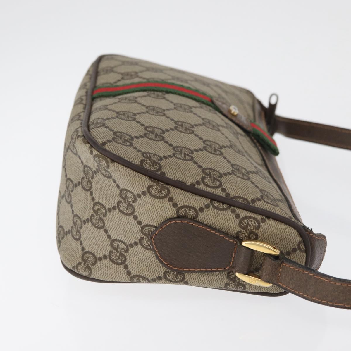 GUCCI GG Supreme Web Sherry Line Bag PVC Beige Gold 89 02 054 Auth ep14529