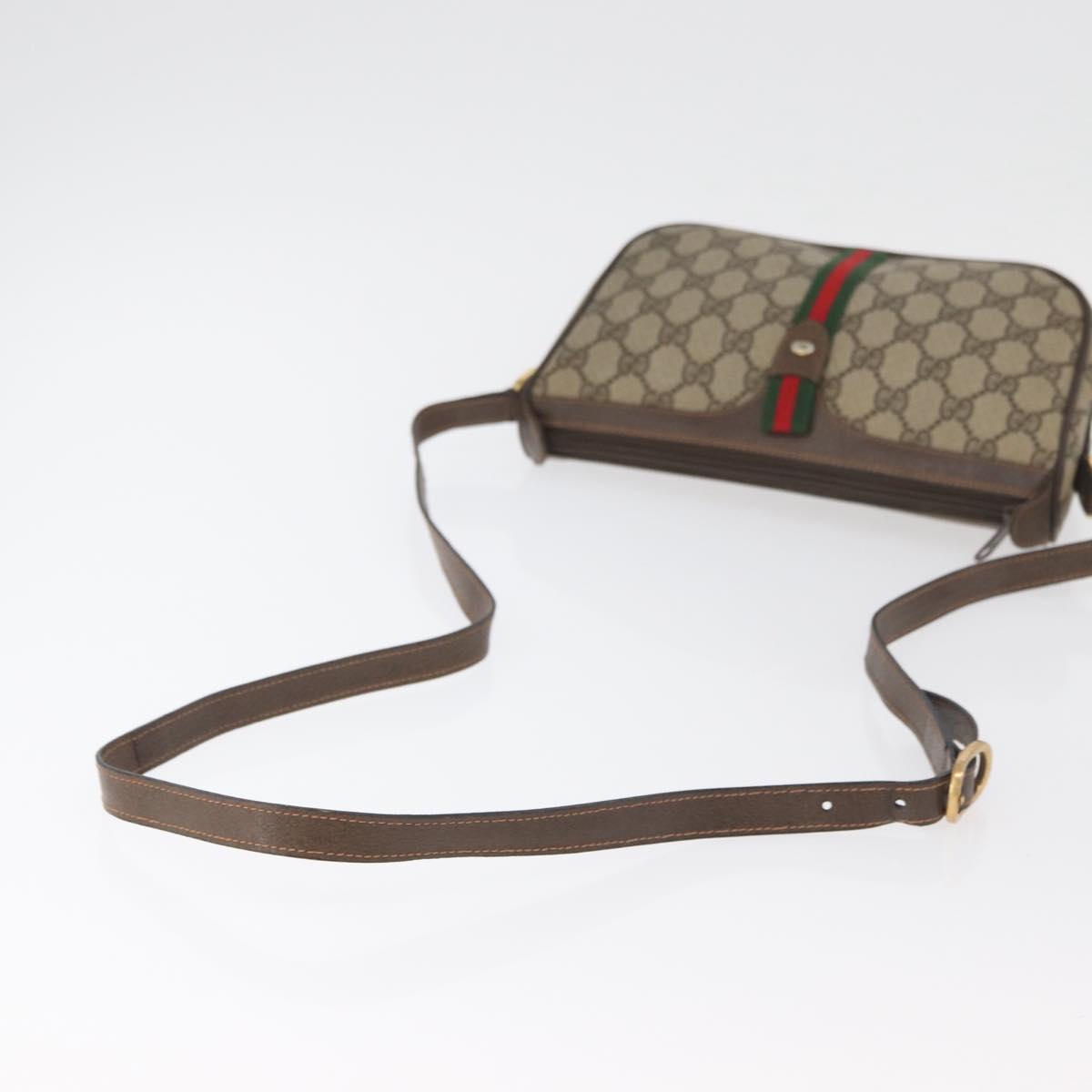 GUCCI GG Supreme Web Sherry Line Bag PVC Beige Gold 89 02 054 Auth ep14529