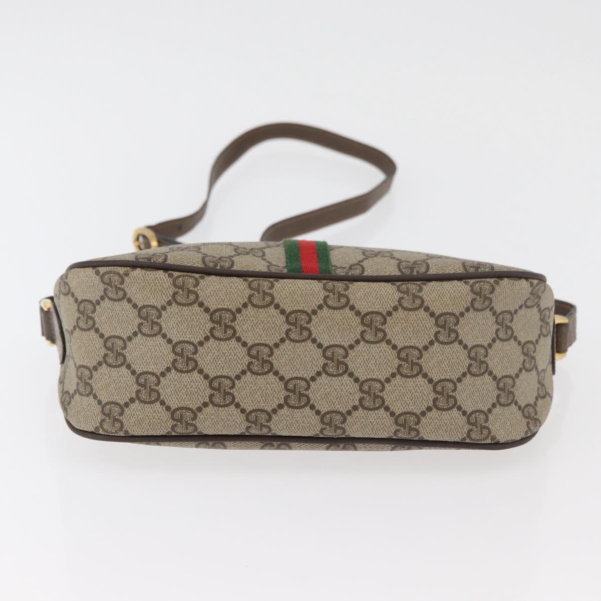 GUCCI GG Supreme Web Sherry Line Bag PVC Beige Gold 89 02 054 Auth ep14529