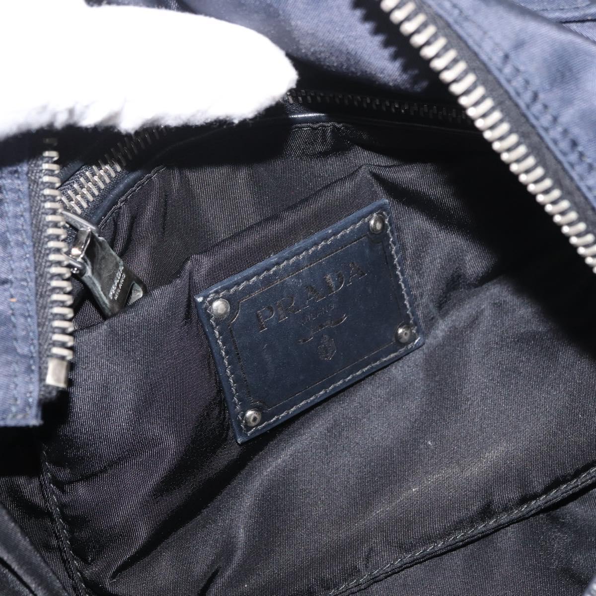 PRADA Hand Bag Nylon 2way Black Silver Auth ep14530A