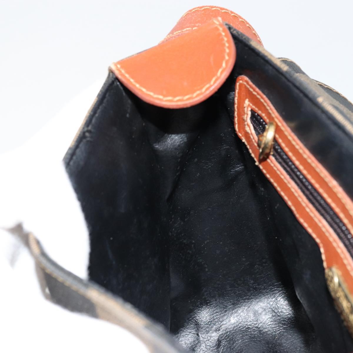 FENDI Pecan Canvas Shoulder Bag PVC Black Brown Auth ep14532