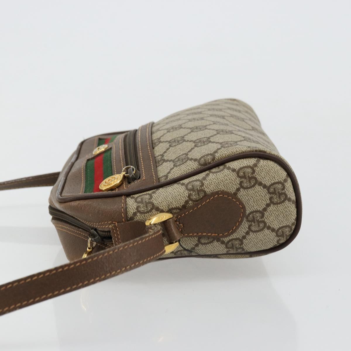 GUCCI GG Supreme Web Sherry Line Bag PVC Beige Gold 56 02 087 Auth ep14533