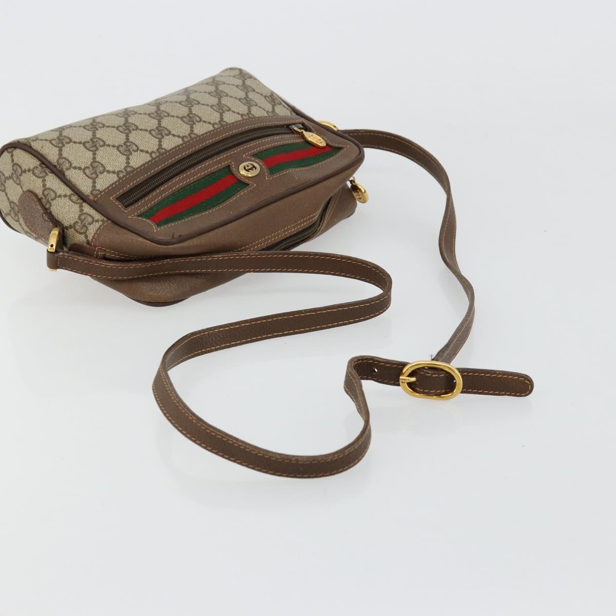 GUCCI GG Supreme Web Sherry Line Bag PVC Beige Gold 56 02 087 Auth ep14533