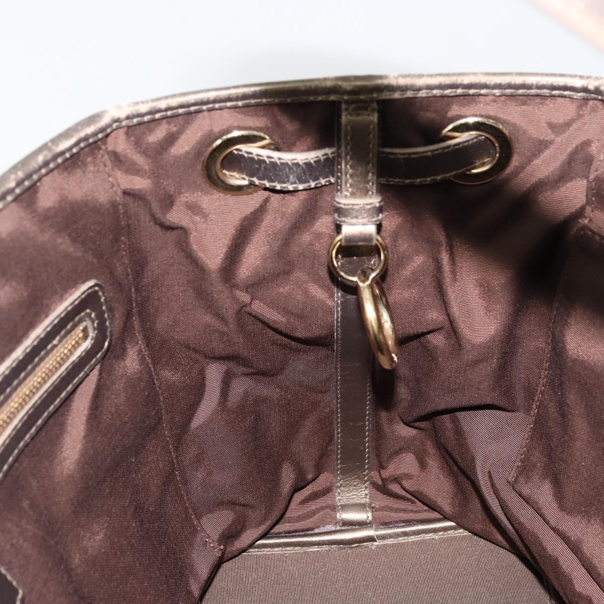 Christian Dior Canage Lady Dior Tote Bag Coated Canvas Bronze Gold Auth ep14540
