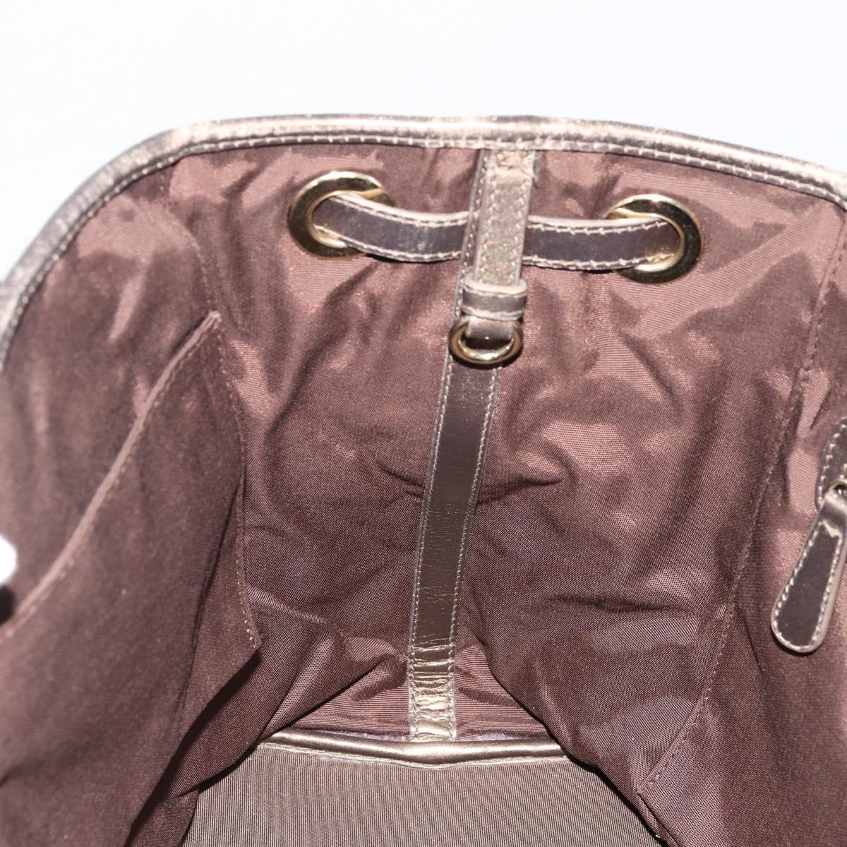 Christian Dior Canage Lady Dior Tote Bag Coated Canvas Bronze Gold Auth ep14540