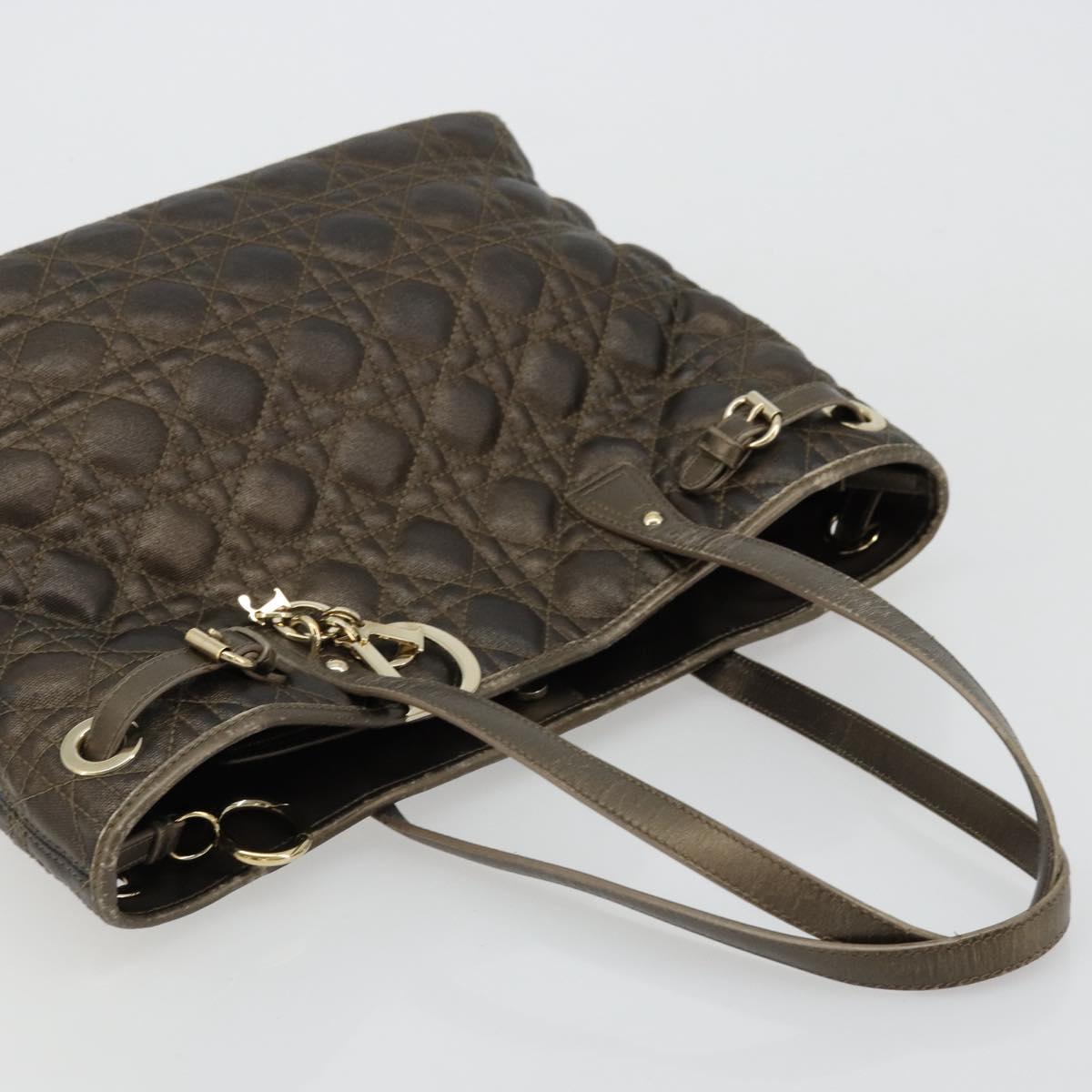 Christian Dior Canage Lady Dior Tote Bag Coated Canvas Bronze Gold Auth ep14540