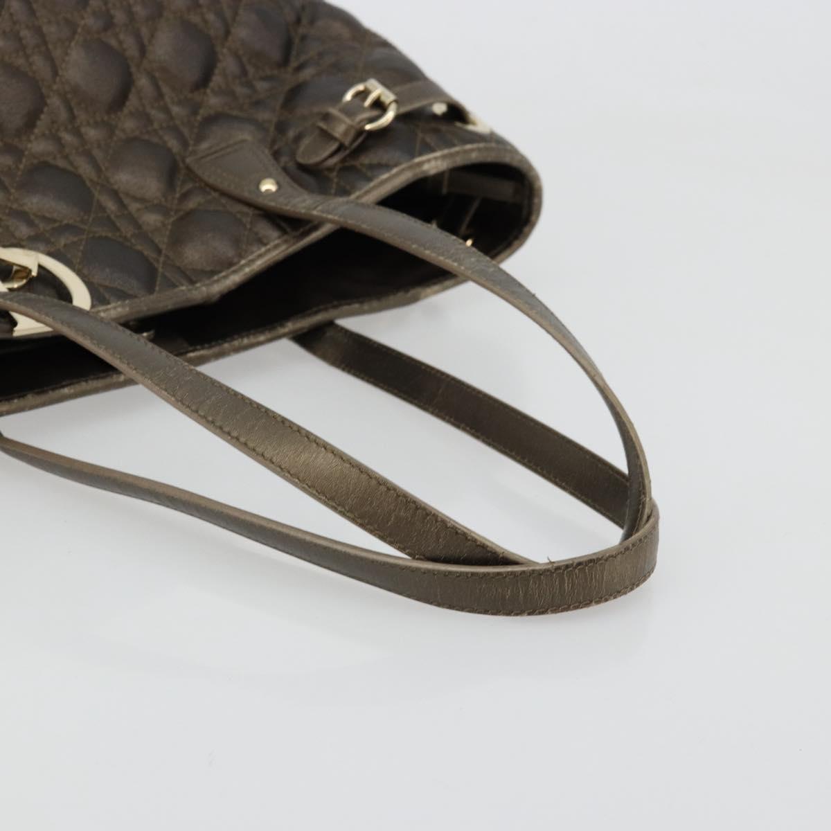 Christian Dior Canage Lady Dior Tote Bag Coated Canvas Bronze Gold Auth ep14540