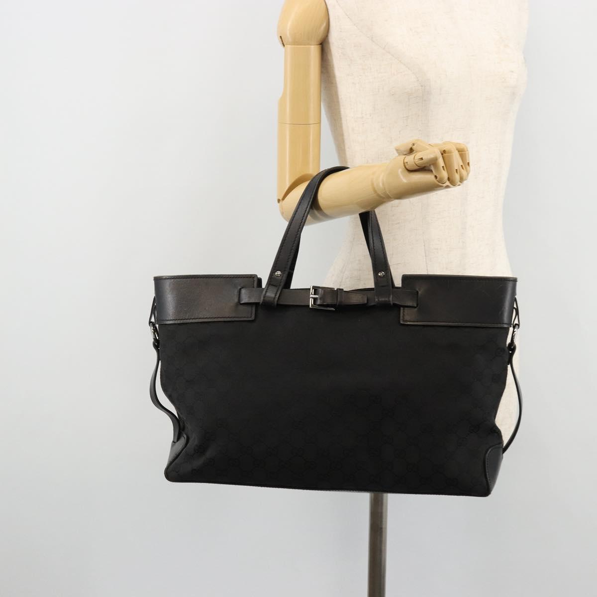 GUCCI GG Canvas Hand Bag Black Silver 106251 Auth ep14542