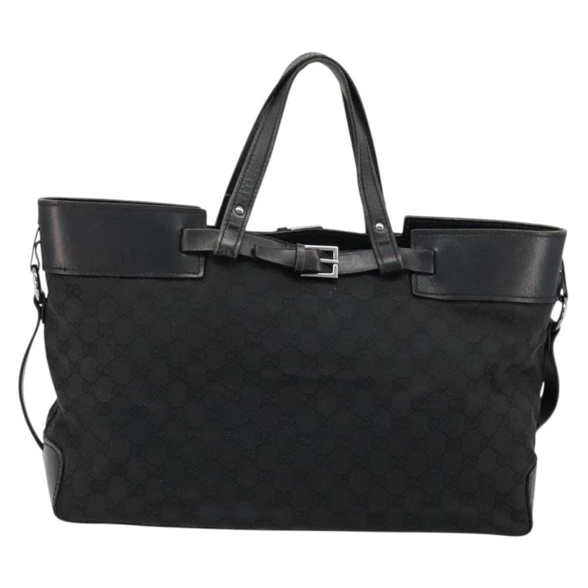 GUCCI GG Canvas Hand Bag Black Silver 106251 Auth ep14542
