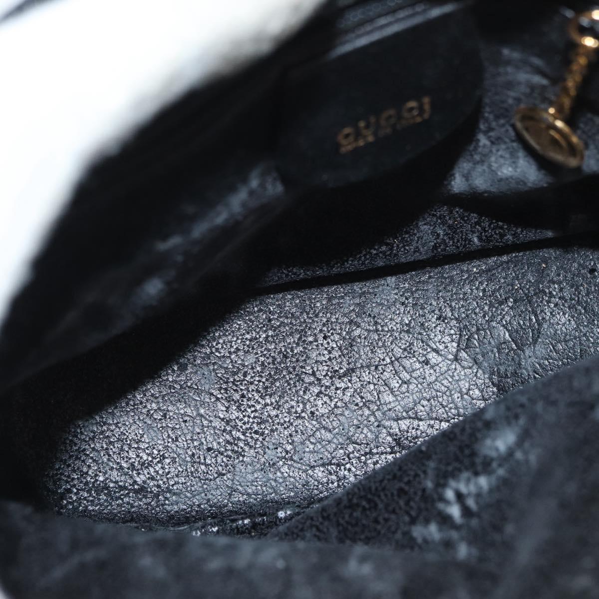GUCCI Bamboo Hand Bag Leather 2way Black Gold 007 2032 0231 Auth ep14546