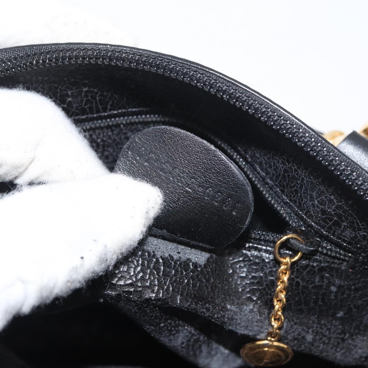 GUCCI Bamboo Hand Bag Leather 2way Black Gold 007 2032 0231 Auth ep14546