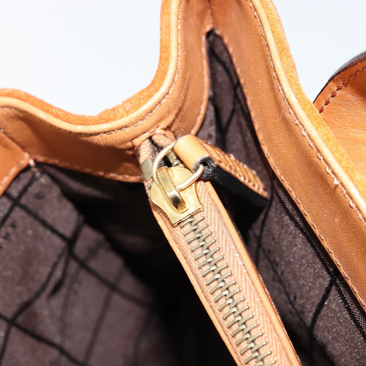 CELINE C Macadam Canvas Hand Bag Suede Orange Gold Auth ep14550