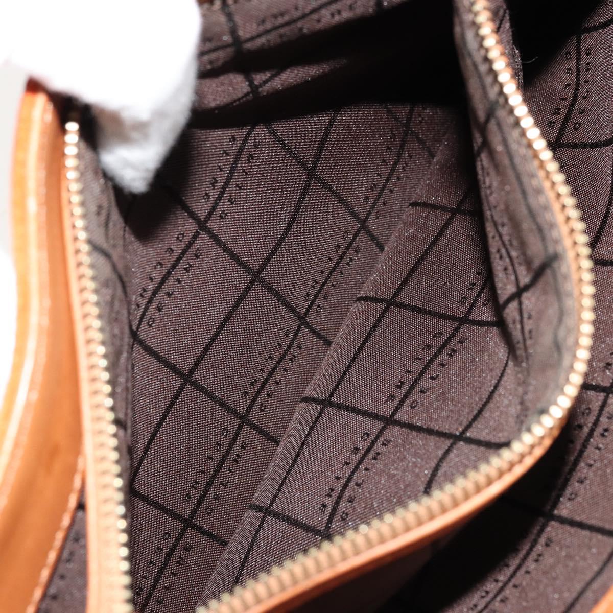 CELINE C Macadam Canvas Hand Bag Suede Orange Gold Auth ep14550