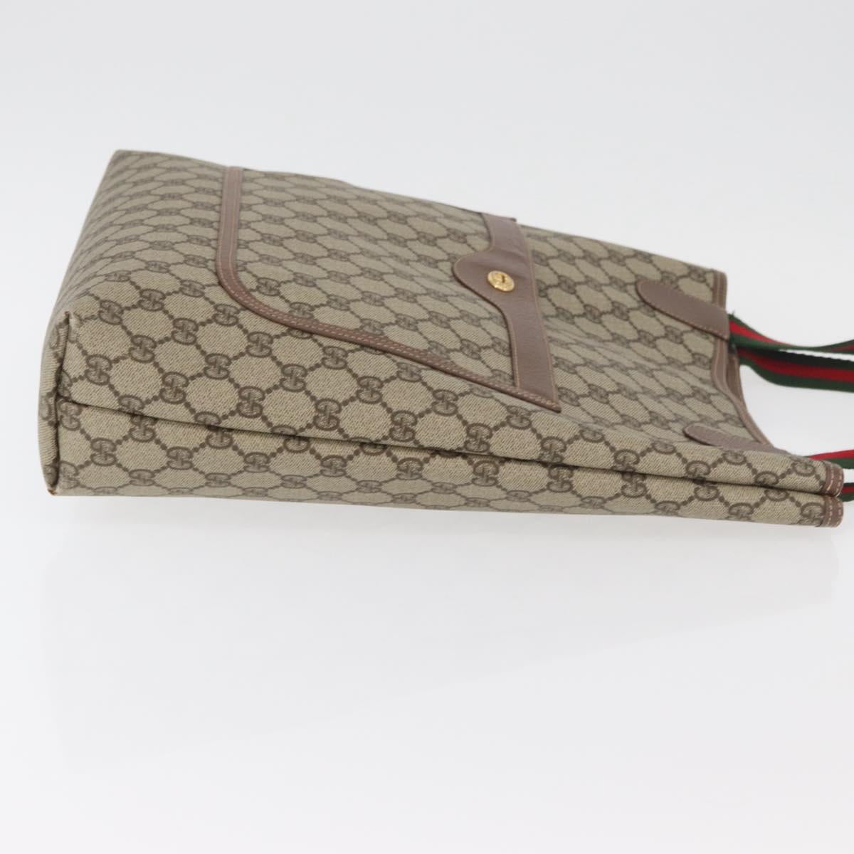GUCCI GG Supreme Web Sherry Line Bag PVC Beige Gold 002 123 6487 Auth ep14554